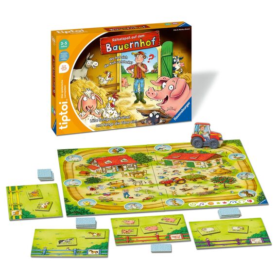 Ravensburger tiptoi Spiel 00125 Rätselspaß auf dem Bauernhof - Lernspiel ab 3 Jahren, lehrreiches Logikspiel für Jungen und Mädchen, für 1-4 Spieler