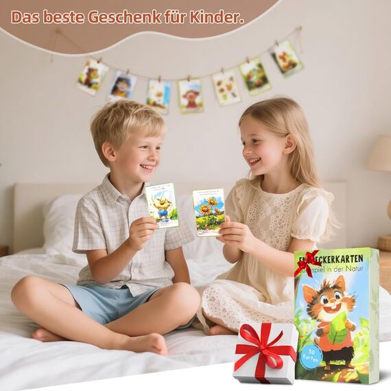Aolso Entdeckerkarten für Kinder, 50 Stück, Deutsch, Outdoor Schatzsuche und Natur entdecken, Spannendes Suchspiel, Lernspiel & Geschenk für Mädchen und Jungen