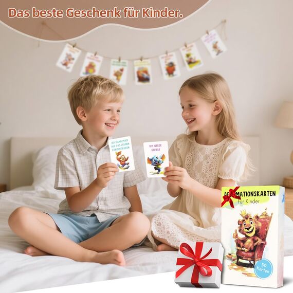 Aolso Affirmationskarten Kinder, 50 Stück, Deutsch, Umgang mit Gefühlen Lernen mit Gefühlskarten, Achtsamkeitskarten für positives Denken, Selbstliebe, Mut und Dankbarkeit