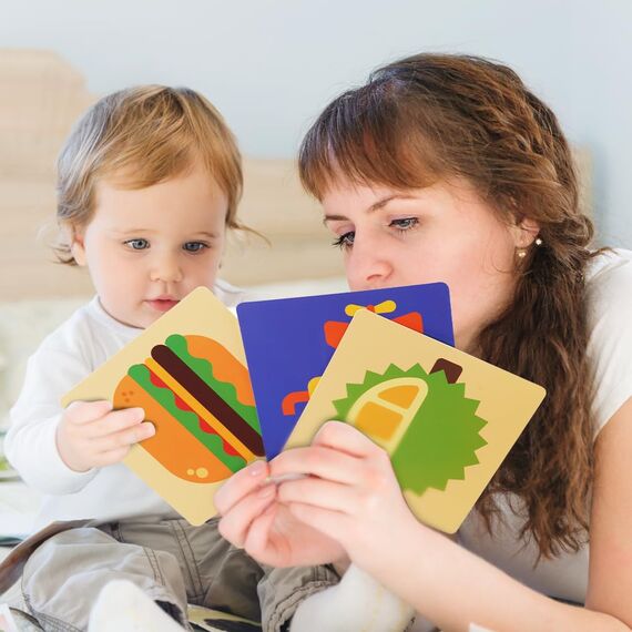 Aolso Sensory Toys Karten, 80pcs Schwarz Weiß Kontrastbuch Baby, Lernkarten Kleinkinder für Visuelle Stimulation und Entwicklung des Gehirns für 0-6 Monate