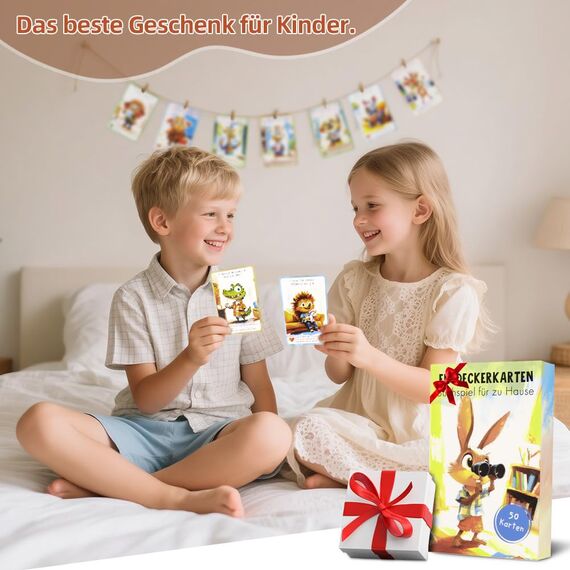 Aolso Entdeckerkarten für Kinder, 50 Stück Indoor-Suchspiel, Deutsch, Indoor-Schatzsuche und Zuhause entdecken, Lernspiel & Geschenk für Mädchen und Jungen​