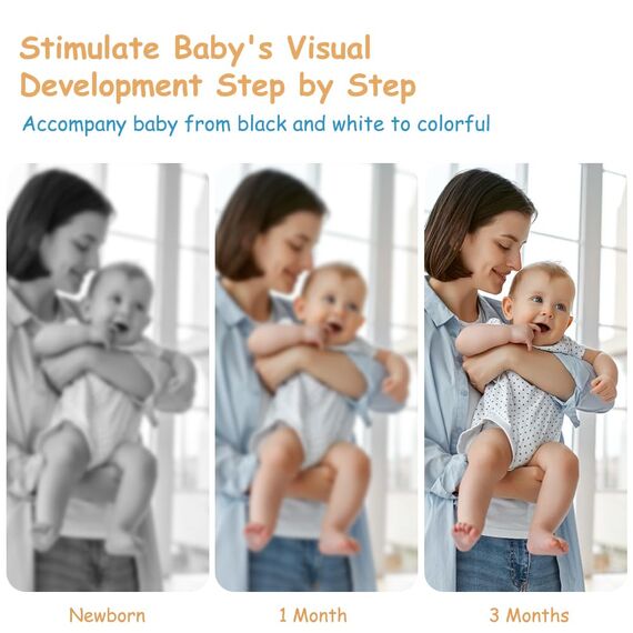 Aolso Sensory Toys Karten, 80pcs Schwarz Weiß Kontrastbuch Baby, Lernkarten Kleinkinder für Visuelle Stimulation und Entwicklung des Gehirns für 0-6 Monate