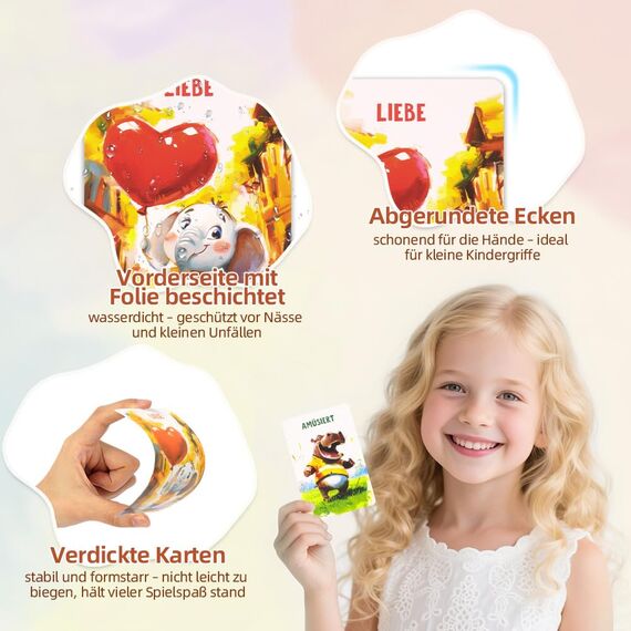 Aolso Gefühlskarten für Kinder, 50 Stück lebendige Emotionsbilder, Deutsch, Emotionskarten für Selbstregulation und EIN gutes Gefühl, Geeignet für Kindergärten, Grundschulen und Familien