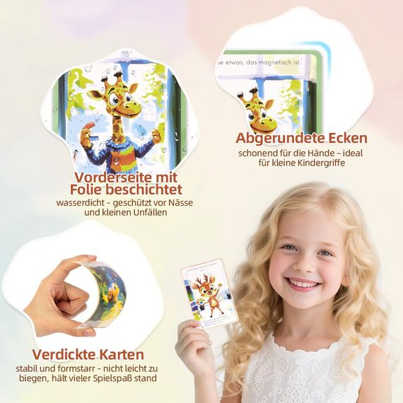 Aolso Entdeckerkarten für Kinder, 50 Stück Indoor-Suchspiel, Deutsch, Indoor-Schatzsuche und Zuhause entdecken, Lernspiel & Geschenk für Mädchen und Jungen​