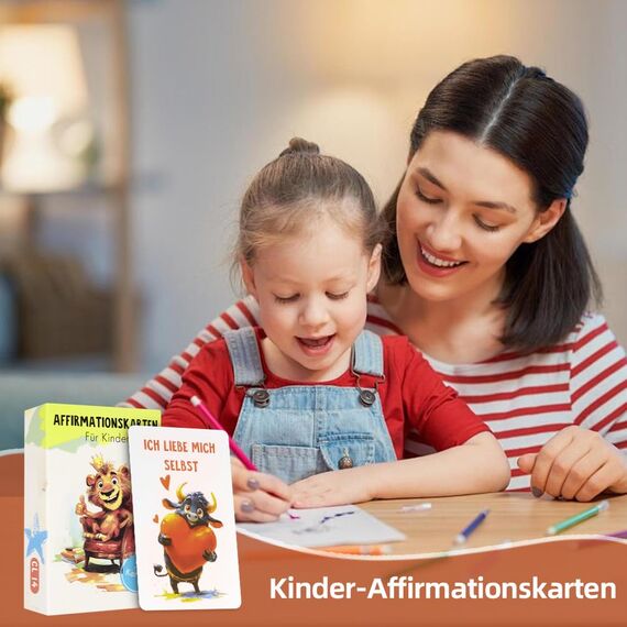 Aolso Affirmationskarten Kinder, 50 Stück, Deutsch, Umgang mit Gefühlen Lernen mit Gefühlskarten, Achtsamkeitskarten für positives Denken, Selbstliebe, Mut und Dankbarkeit