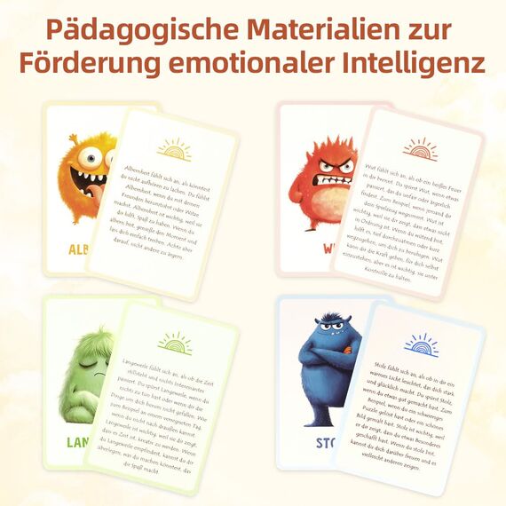 Aolso Gefühlskarten für Kinder, 32 Stück lebendige Emotionsbilder, Deutsch, Emotionskarten für Selbstregulation und EIN gutes Gefühl, Geeignet für Kindergärten, Grundschulen und Familien