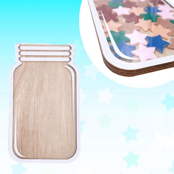ONECK Belohnungsglas für Kinder mit 36 Sternen, Belohnungssystem Klassenzimmer Große Belohnungsgläser für Gutes Benehmen Reward Jar Sterne Anreizglas aus Holz für Gebrauch zu Hauseund in der Schule