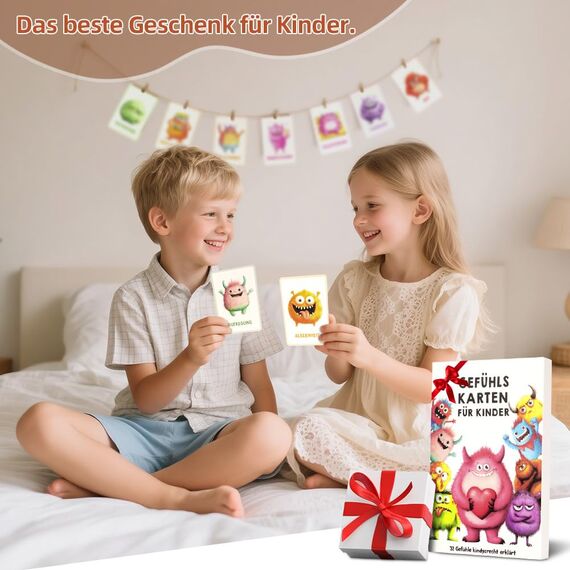 Aolso Gefühlskarten für Kinder, 32 Stück lebendige Emotionsbilder, Deutsch, Emotionskarten für Selbstregulation und EIN gutes Gefühl, Geeignet für Kindergärten, Grundschulen und Familien