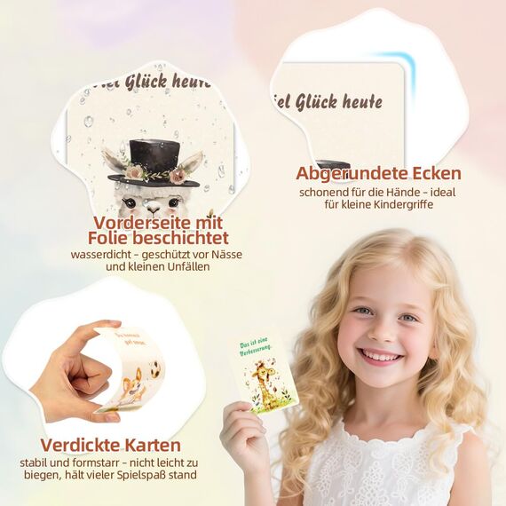 Aolso Affirmationskarten Kinder, 32 Stück, Deutsch, Umgang mit Gefühlen Lernen mit Gefühlskarten, Achtsamkeitskarten für positives Denken, Selbstliebe, Mut und Dankbarkeit