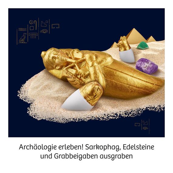 KOSMOS 617370 Pharaonen-Schatz, Ausgrabungs-Set, Grabe echte Edelsteine und Sarkophage selbst aus, mit Hammer und Meißel, Experimentierset für Kinder ab 7 Jahre, mehrsprachige Anleitung