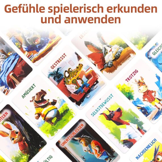 Aolso Gefühlskarten für Kinder, 50 Stück lebendige Emotionsbilder, Deutsch, Emotionskarten für Selbstregulation und EIN gutes Gefühl, Geeignet für Kindergärten, Grundschulen und Familien