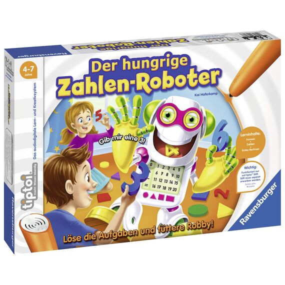 Ravensburger tiptoi Starter-Set Plus 00159: Stift und Buch Meine schönsten Kinderlieder & tiptoi Spiel 00706 Der hungrige Zahlenroboter