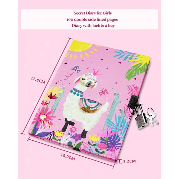 Tagebuch Mädchen mit Schloss, 17,8x13,5cm 80 Linierte Blätter Schüttelbares Pailletten-Alpaka Notizbuch Mädchen Kinder Tagebuch zum Schreiben Teenager Geschenke Mädchen & Jungen 6 7 8 9 10 12 Jahren