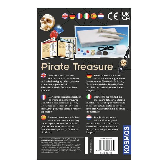 KOSMOS 616939 Piraten-Schatz Experimentierset, Ausgrabungs-Set für Kinder ab 7 Jahren, Schatzsucher, Fundstücke, Gipsblock, Geologie, Mitbringsel, Geschenk, mehrsprachige Anleitung