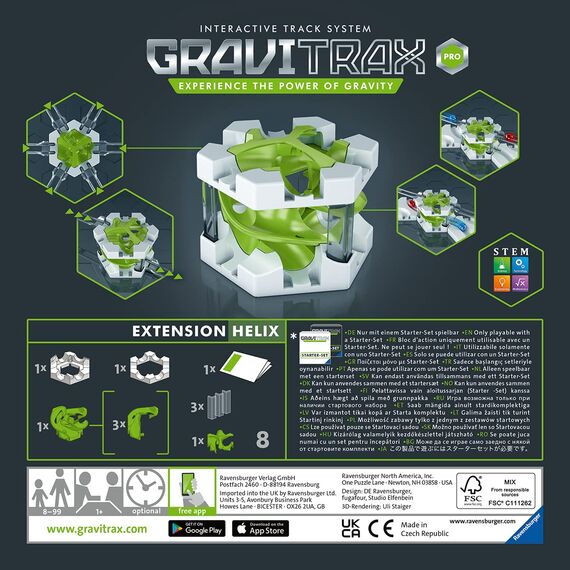 Ravensburger GraviTrax PRO Erweiterung Helix - Ideales Zubehör für spektakuläre Kugelbahnen, Konstruktionsspielzeug für Kinder ab 8 Jahren