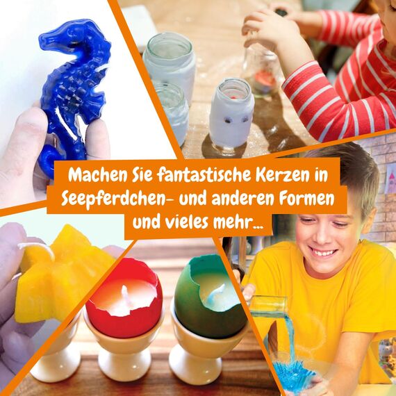 Science4you Kerzen Atelier - Kerzen Selber Machen Set für Kinder, Kerzen Herstellen Set mit Experimentierkästen, 12 Experimente für Kinder ab 8, Lernspiele ab 6 7 8 9 10+ Jahre für Mädchen und Jungen