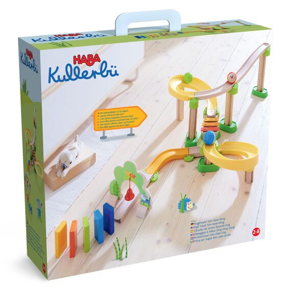 HABA Kullerbü Kugelbahn SIM-Sala-Kling – Holz-Murmelbahn mit Sound-Elementen – Erweiterbares Kugelbahn-System für Kinder ab 2 Jahren – 1302056001