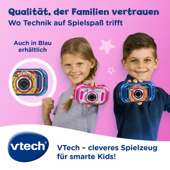 VTech KidiZoom Touch 5.0 I Digitale Kinderkamera mit Selfie- und Videofunktion I 3,5 Zoll Touchdisplay mit Musik, Spielen + Fotoeffekten I Lernspielzeug Technik für kreative Kinder ab 5 Jahren I Pink