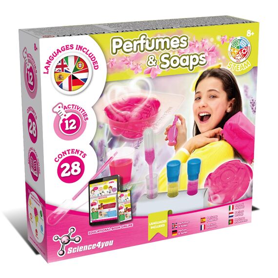 Science4you Parfüms und Seifen - Parfüm und Seife Selber Machen für Kinder, Experimentierkasten und Chemiebaukasten + 12 Experimente für Kinder ab 8, Geschenk für Mädchen und Jungen 7 8 9+ Jahre