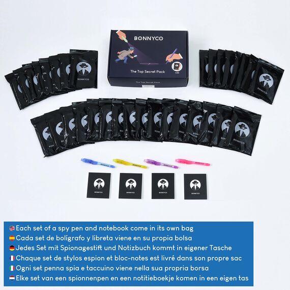 BONNYCO UV Stift und Notizbuch, 32 Stück Mitgebsel Kindergeburtstag Jungen, Mädchen. Kindergeburtstag Gastgeschenke, Kleine Geschenke für Kinder, Adventskalender Inhalt. Mini Geschenke