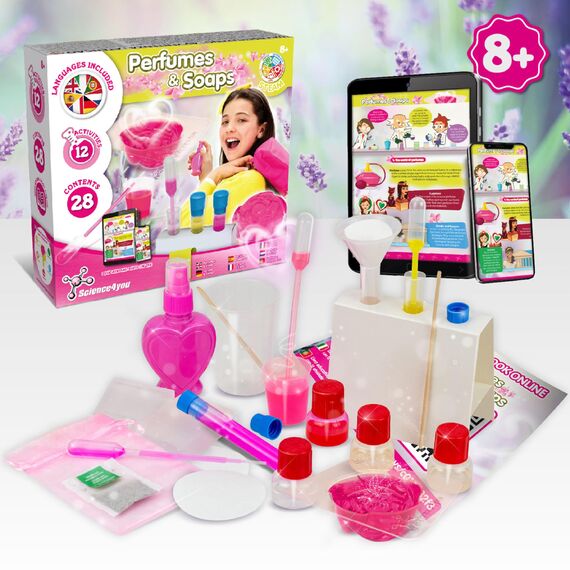 Science4you Parfüms und Seifen - Parfüm und Seife Selber Machen für Kinder, Experimentierkasten und Chemiebaukasten + 12 Experimente für Kinder ab 8, Geschenk für Mädchen und Jungen 7 8 9+ Jahre