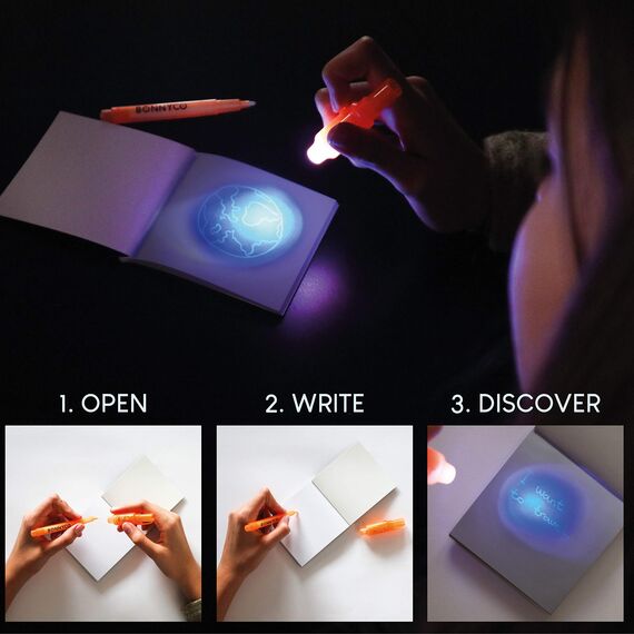 BONNYCO UV Stift und Notizbuch, 32 Stück Mitgebsel Kindergeburtstag Jungen, Mädchen. Kindergeburtstag Gastgeschenke, Kleine Geschenke für Kinder, Adventskalender Inhalt. Mini Geschenke