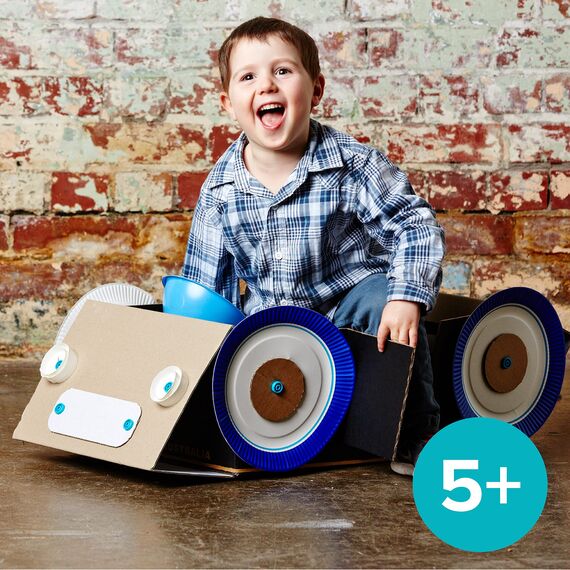 Makedo Explore | Werkzeugset aus recycelter Pappe im kleinen Werkzeugkasten (50 Teile) | STEM- und STEAM-Lernspielzeug für Zuhause und Schule