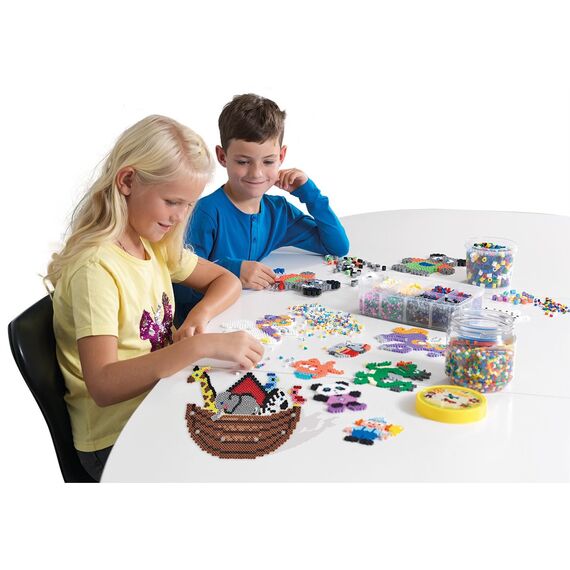 Hama Perlen 205-67 Bügelperlen Beutel mit ca. 6.000 bunten Midi Bastelperlen mit Durchmesser 5 mm im Volltonfarben Mix, kreativer Bastelspaß für Groß und Klein
