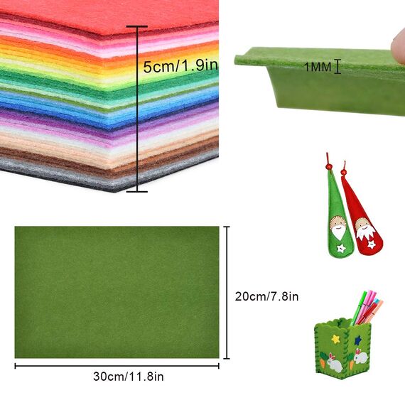UOUNE Bunter Filzstoff 41 Farben Bunte Filzplatten 20 x 30cm Bastelfilz Filz Blätter Polyester Felt Fabric DIY Handwerk Stoff Filzplattenset bunt Nähen Projekte Patchwork