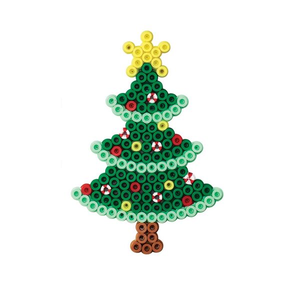 Hama Perlen 4108 Kleines Set Tannenbaum mit ca. 450 bunten Midi Bügelperlen mit Durchmesser 5 mm, Stiftplatte und Motivvorlage, inkl. Bügelpapier, kreativer Bastelspaß für Groß und Klein