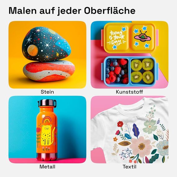 Artistro 24 Acrylstifte – Dual Tip (Pinsel & Fein) Marker für Stoff, Leinwand, Stein, Glas, Holz – Osterdekoration & DIY – Geschenk für Kinder und Jugendliche – Kunstset