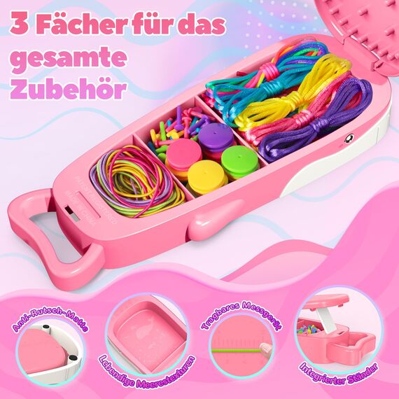 Euclidean Cube Freundschaftsarmband Selber Machen, Armbänder Selber Machen Wal geformt DIY Schmuckbastelsets Handwerk für Mädchen im Alter von 6, Armbänder Selber Machen Kinder-Bastelsets (Rosa)
