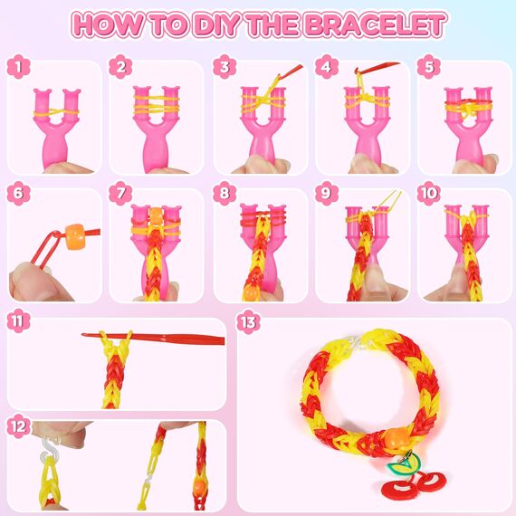 URMYWO 2800+ Loom Bänder Set, 32 Farben Loom Bänder Zubehör, Bunte Gummibänder Loops, Gummis Set für Armbänder, Kinder Anfänger Basteln DIY, Geschenk für Mädchen
