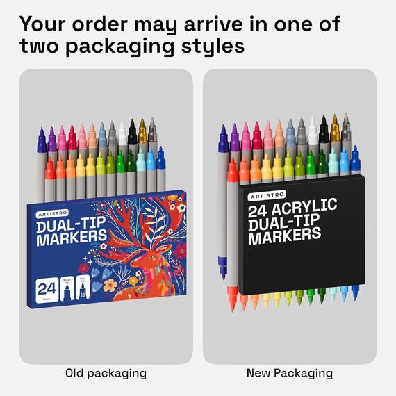 Artistro 24 Acrylstifte – Dual Tip (Pinsel & Fein) Marker für Stoff, Leinwand, Stein, Glas, Holz – Osterdekoration & DIY – Geschenk für Kinder und Jugendliche – Kunstset