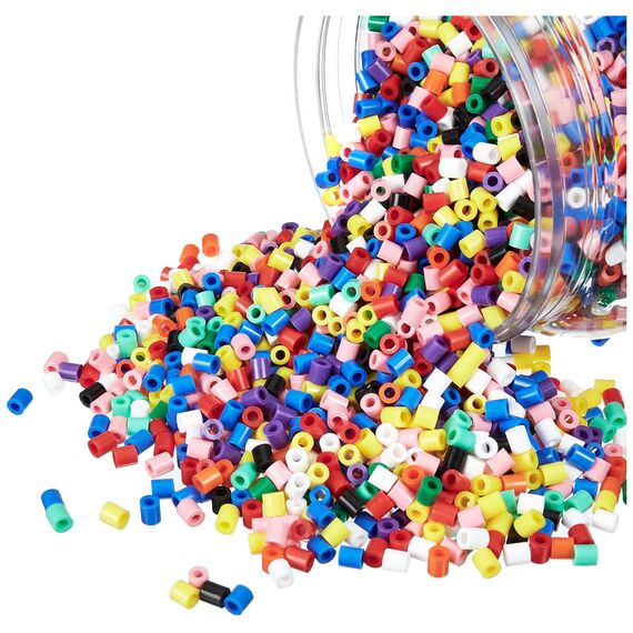 Hama Perlen 211-00 Bügelperlen XXL Dose mit ca. 13.000 bunten Midi Bastelperlen mit Durchmesser 5 mm im 10 Farben Mix, kreativer Bastelspaß für Groß und Klein