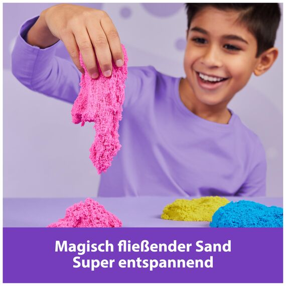 Kinetic Sand Squish N' Create Set - mit 382 g original magischem kinetischem Sand aus Schweden in drei Farben und 5 Werkzeugen für kreatives Indoor-Sandspiel, ab 7 Jahren