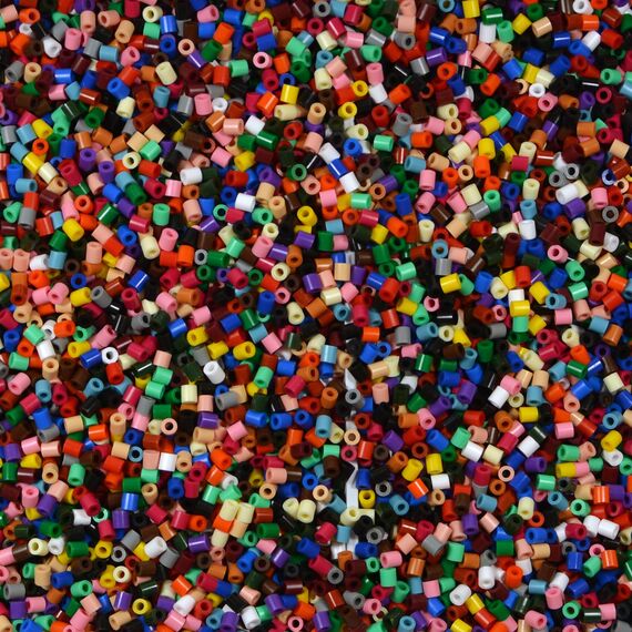 Hama Perlen 205-67 Bügelperlen Beutel mit ca. 6.000 bunten Midi Bastelperlen mit Durchmesser 5 mm im Volltonfarben Mix, kreativer Bastelspaß für Groß und Klein