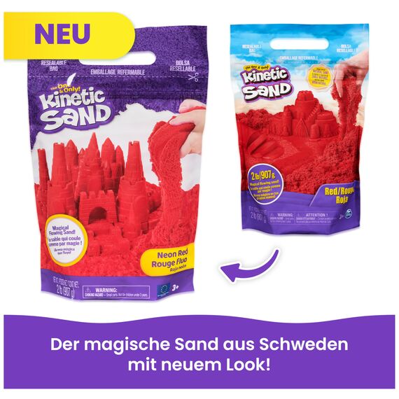 Kinetic Sand - 907 g Rot im Beutel, original kinetischer Sand aus Schweden für kreatives Indoor-Sandspiel, erfüllt alle gesetzlichen Anforderungen, fördert die Feinmotorik, für Kinder ab 3 Jahren