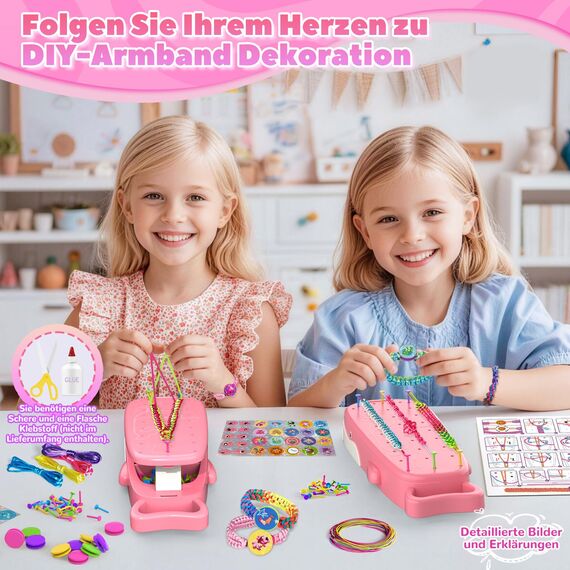 Euclidean Cube Freundschaftsarmband Selber Machen, Armbänder Selber Machen Wal geformt DIY Schmuckbastelsets Handwerk für Mädchen im Alter von 6, Armbänder Selber Machen Kinder-Bastelsets (Rosa)
