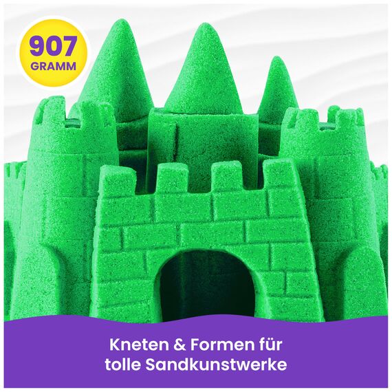 Kinetic Sand - 907 g Grün im Beutel, original kinetischer Sand aus Schweden für kreatives Indoor-Sandspiel, erfüllt alle gesetzlichen Anforderungen, fördert die Feinmotorik, für Kinder ab 3 Jahren