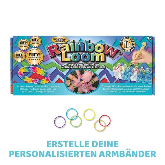 BANDAI - Rainbow Loom Original - Kreatives Hobby - Armbandherstellung - Webstuhl mit 600 Gummibändern - ‎Offizielle patentierte Lizenz - Spielzeug für Kinder ab 8 Jahren - CD00001