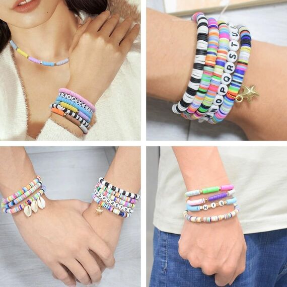 FIVAVA Clay Perlen Set – 8000+ Perlen zum Auffädeln, 24 Farben, DIY Armbänder Freundschaftsarmbänder & Ketten Selber Machen