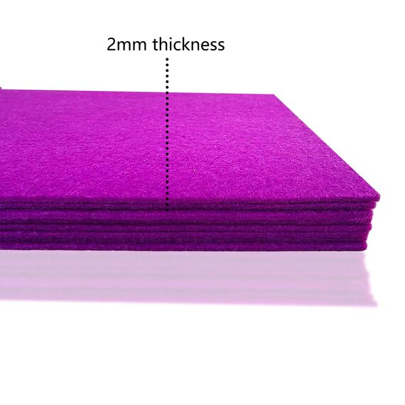 Jtnohx Steifer Filz, 2mm Dickes Filz zum Basteln, 8 Stuck 20x30cm Bastelfilz, Filzstoff Quadrate für DIY-Projekte (Lila)