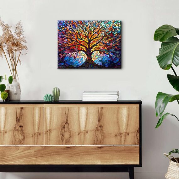 77iiAii Malen nach Zahlen Erwachsene, Paint by Numbers Baum Des Lebens, Basteln Erwachsene DIY, Mit Pinsel und Acrylfarbe Set, Als Geschenk für Wanddeko - 40x50cm