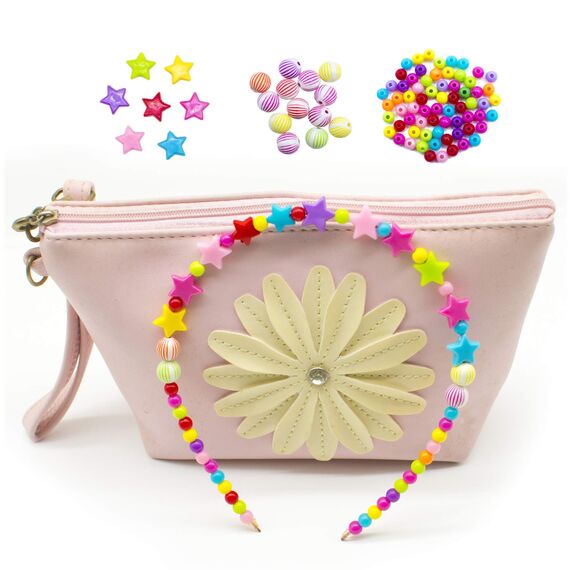WONDERFORU Perlen zum auffädeln Kinder Schmuck Schnurset, DIY Freundschaftsarmbänder Halsketten Kunsthandwerks-Set für Mädchen Kinder, 24 Farben (perlen zum auffädeln)