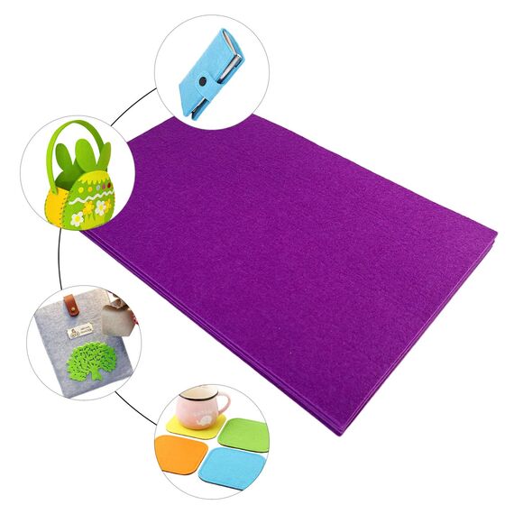 Jtnohx Steifer Filz, 2mm Dickes Filz zum Basteln, 8 Stuck 20x30cm Bastelfilz, Filzstoff Quadrate für DIY-Projekte (Lila)