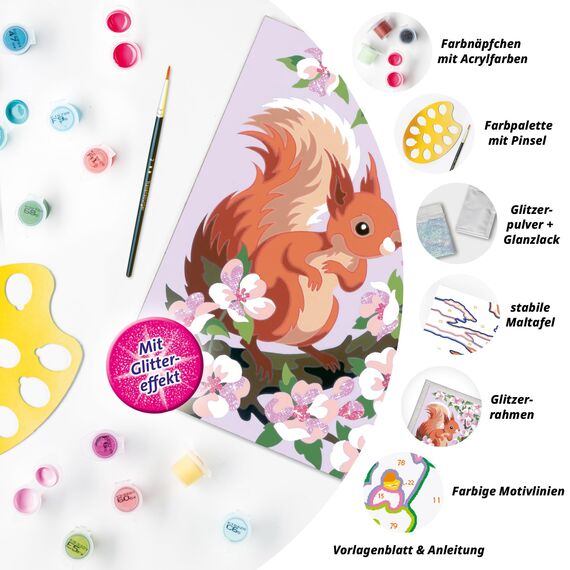 Ravensburger CreArt 20064 - Neugieriges Eichhörnchen - Malen nach Zahlen ab 9 Jahre, Malset mit Rahmen, Pinsel und Acrylfarben, Geschenk für Mädchen und Jungen, mit Glitzer