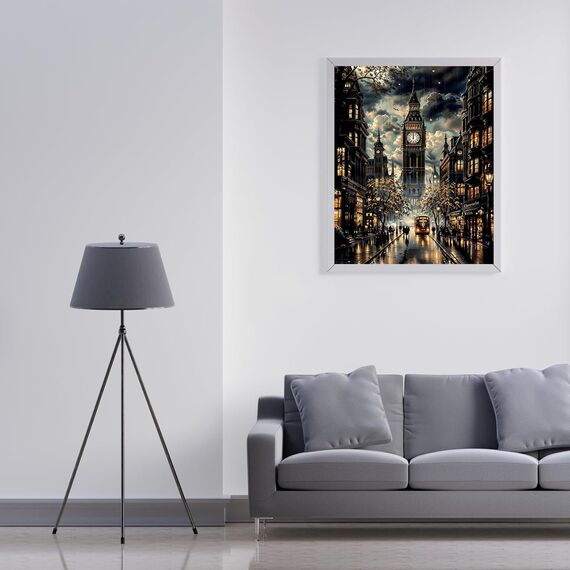 77iiAii Malen Nach Zahlen Erwachsene, Malen nach Zahlen Stadtlandschaft, Paint by Numbers, DIY Handgemalt Ölgemälde Mit 3 - Pinseln und Acrylfarbe Knitterfreie leinwand Kit - 40 X 50 CM