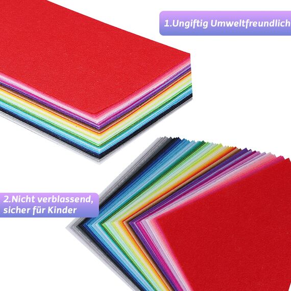 UOUNE Filz 50 Farben bastelfilz 20 x 30cm Bunte Filzplatten Bunter Filzstoff Filz Blätter Polyester Felt Fabric DIY Handwerk Stoff Filzplattenset bunt Nähen Projekte Patchwork