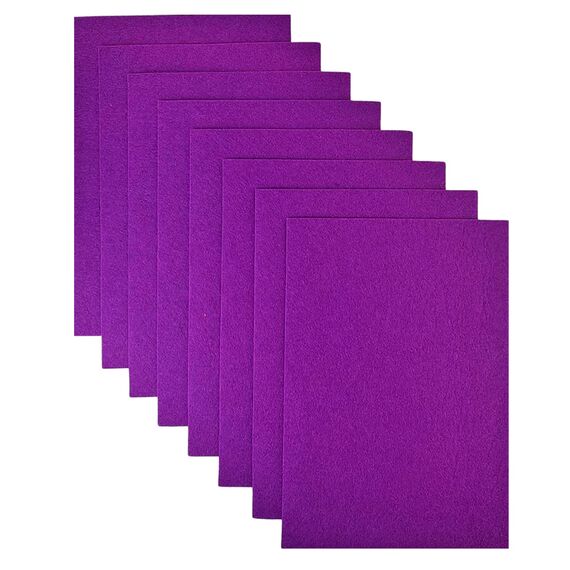 Jtnohx Steifer Filz, 2mm Dickes Filz zum Basteln, 8 Stuck 20x30cm Bastelfilz, Filzstoff Quadrate für DIY-Projekte (Lila)